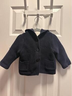 Baby Gap Navy Hooded Knit Cardigan with Bear Ears Baby 6-12 Months